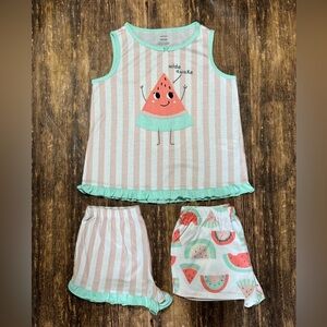 Cute 3pc Carters Watermelon Kids Summer Pajamas Set size 10